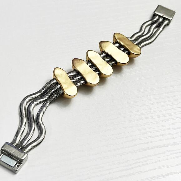 NEW Chico's Mixed Metal Pave Crystal Sliding Bracelet - Picture 7 of 7